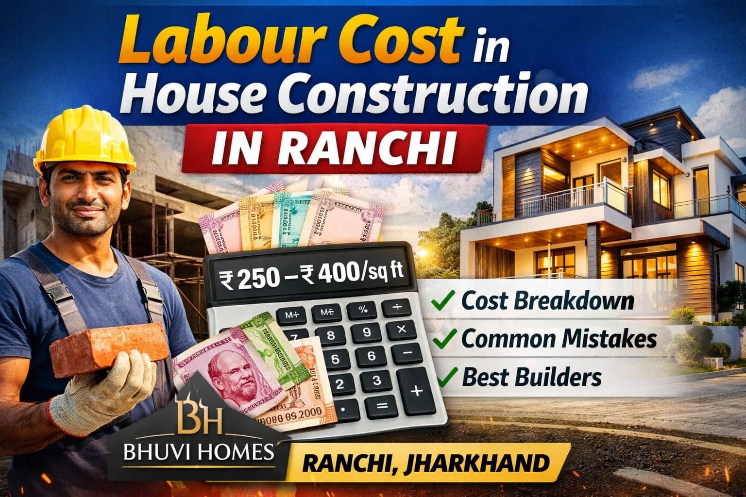 Labour Cost in House Construction in Ranchi – Complete 2026 Guide for Homeowners