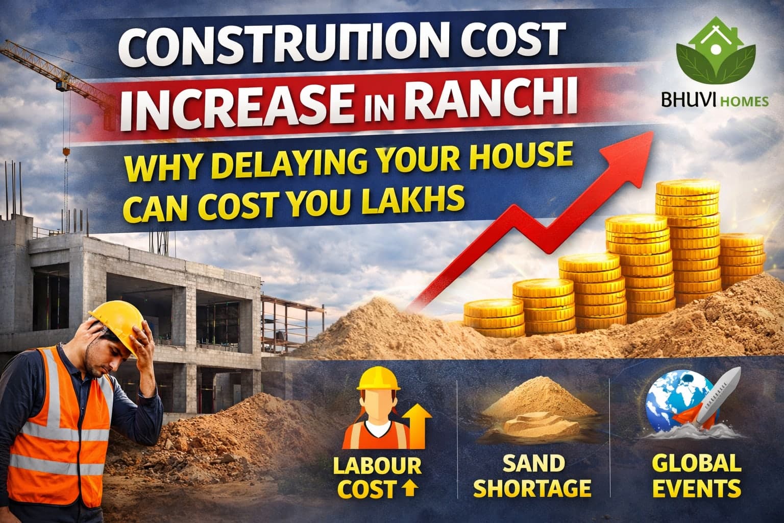 Construction Cost Increase in Ranchi (2026) โ Why Delaying Your House Can Cost You Lakhs