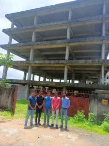 Bare RCC frame of a multi-storey building in Morabadi Ranchi before brickwork and finishing began